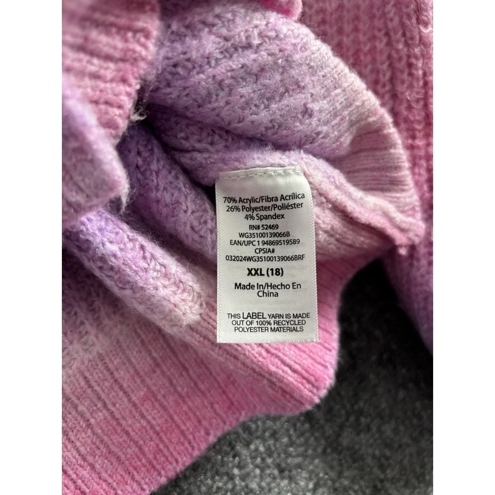Wonder Nation Girls Pink And Purple Gradient Cardigan XXL